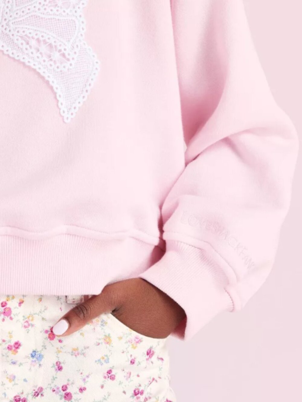 LoveShackFancy x Target Girls' Ella French Terry Bow Pink Sweatshirt Size XXL - Picture 3 of 10